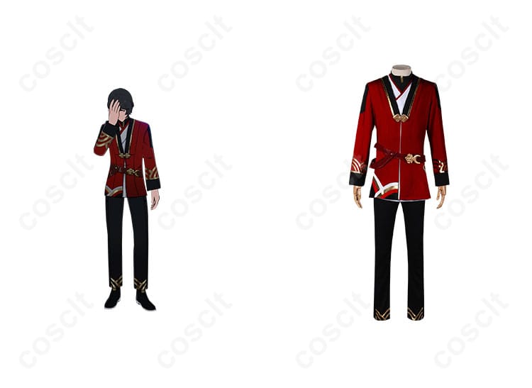 ウェイのコスプレ衣装「師であり、友であり」仙舟「羅浮」工造司制服の正面とキャラクターの組み合わせ画像。