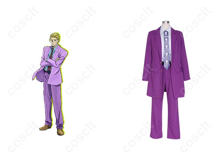 吉良吉影 コスプレ衣装 ジョジョ第4部のキャラクターと合わせた正面画像。高忠実度再現でリアルな外観。