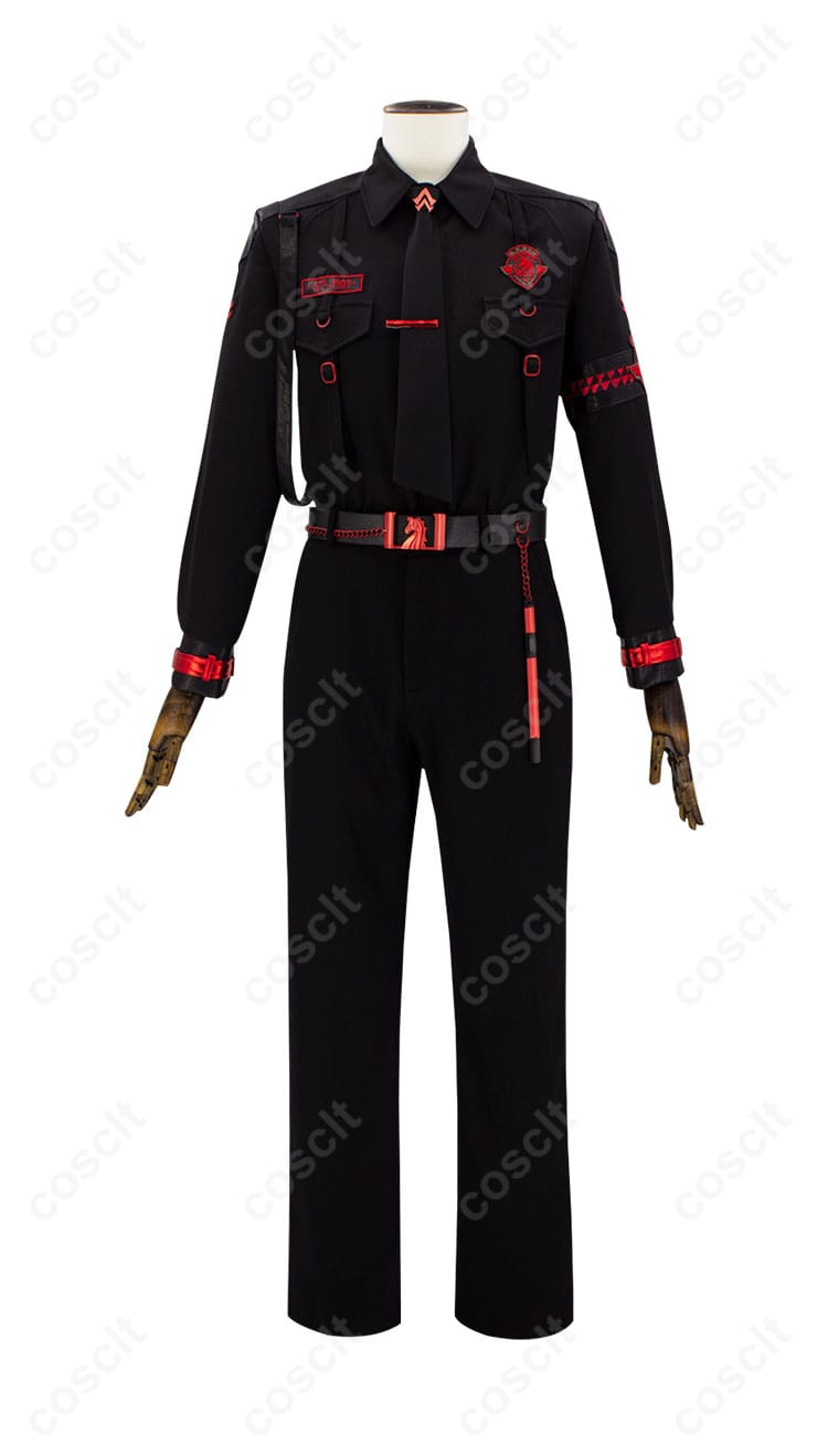 Evol特殊部隊 黒 制服の詳細な正面画像。高忠実再現。