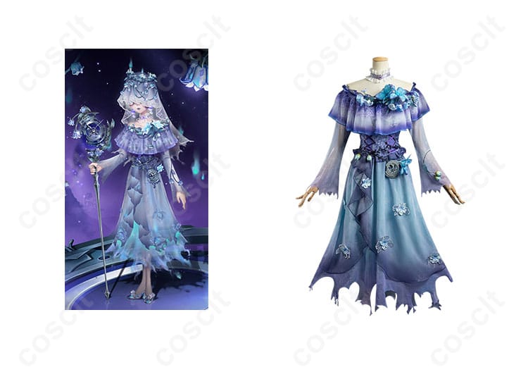 商品正面とキャラクター（メリー・プリニウス）を組み合わせたコスプレ衣装の画像。ゲーム「IdentityV 第五人格」からの高い再現度を誇る衣装。
