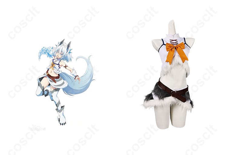 商品正面とキャラクターの組み合わせ画像 - セツナのコスプレ衣装、氷狼族衣装の詳細を紹介。