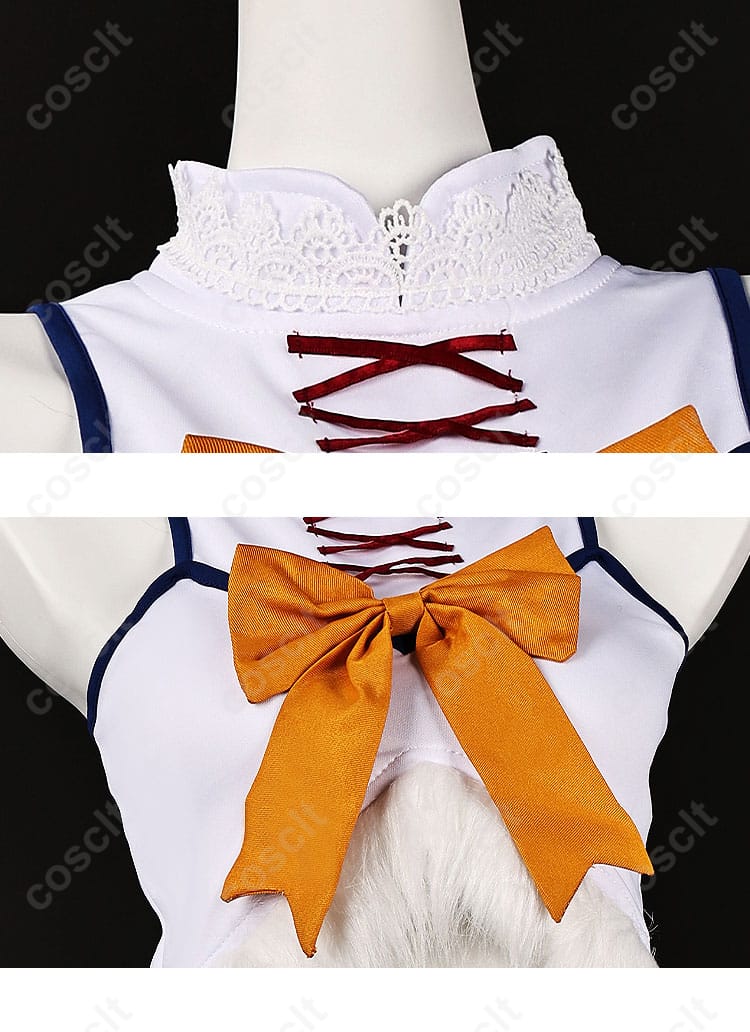 服装の襟と蝶結び装飾の詳細画像 - 高精度の襟と蝶結び装飾、セツナ衣装の特徴的なディテール。