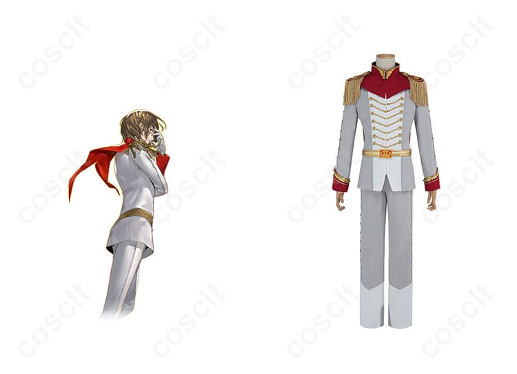 ペルソナ5 ザ・ロイヤル 明智吾郎 怪盗服 コスプレ衣装 コードネーム：クロウの正面とキャラクター画像。忠実再現されたコスプレ衣装、あなたも明智吾郎になりきろう！