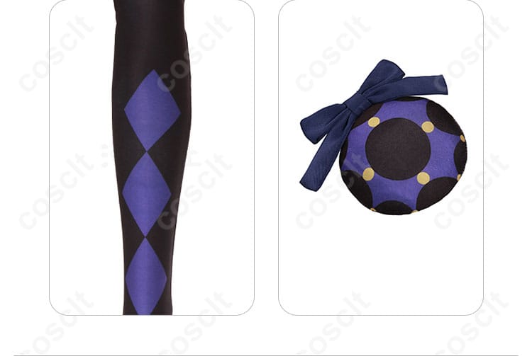 レッグウォーマーとアクセサリーの細部。コスプレ衣装にぴったりなアクセサリーが付属しており、魔法少女の雰囲気を一層引き立てます。