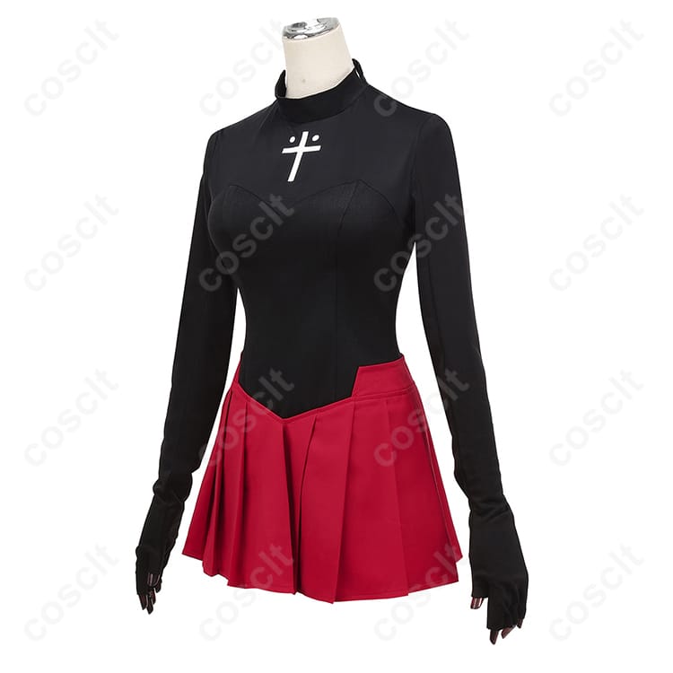 Fateシリーズ Fate/EXTRA Record 遠坂凛 コスプレ衣装 『Fate/EXTRA Record』版（黒のトップス＋赤のプリーツスカート） - 2枚目の画像