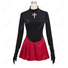 Fateシリーズ Fate/EXTRA Record 遠坂凛 コスプレ衣装 『Fate/EXTRA Record』版（黒のトップス＋赤のプリーツスカート）