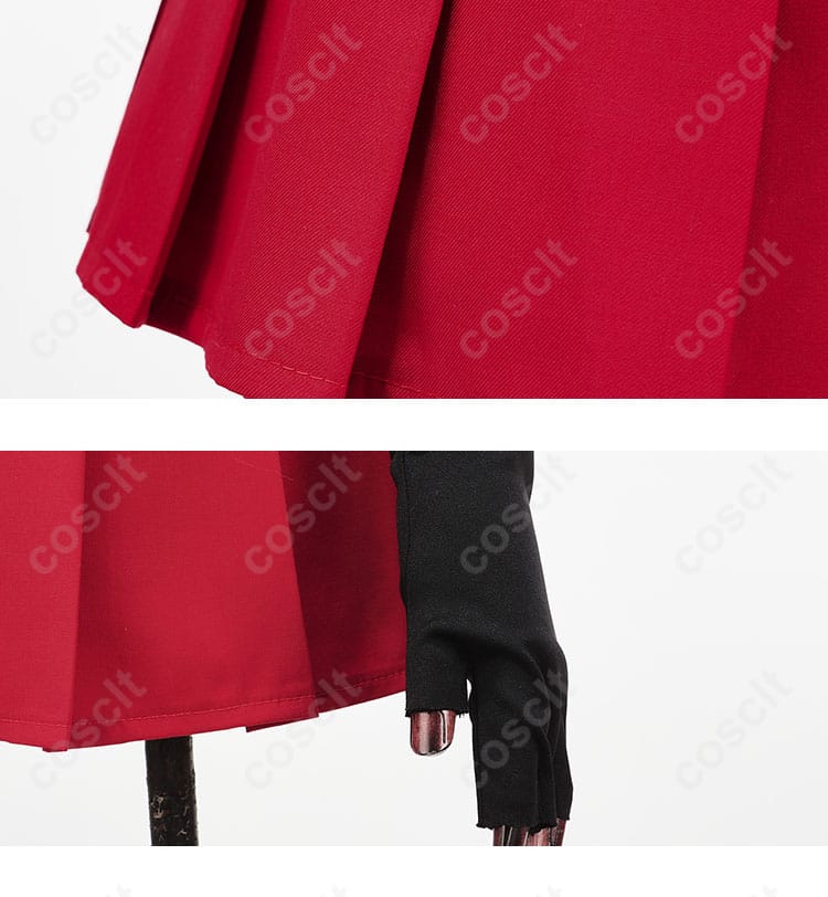 スカートと手袋の装飾ディテール。Fate/EXTRA Record遠坂凛のコスプレ衣装のアクセサリー部分。