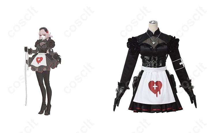 商品正面とフローレンス・ナイチンゲール（婦長）のキャラクター画像、FGO コスプレ衣装