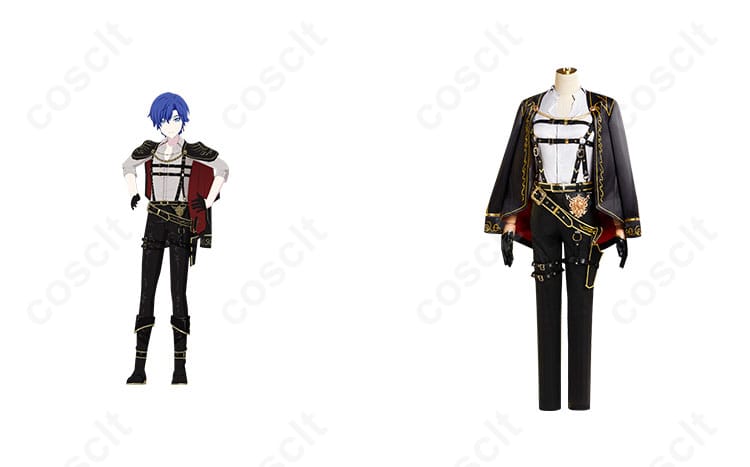 商品正面とKAITOキャラクターのコスプレ衣装が一緒に写った画像。高再現度でファン必見！コスプレ衣装