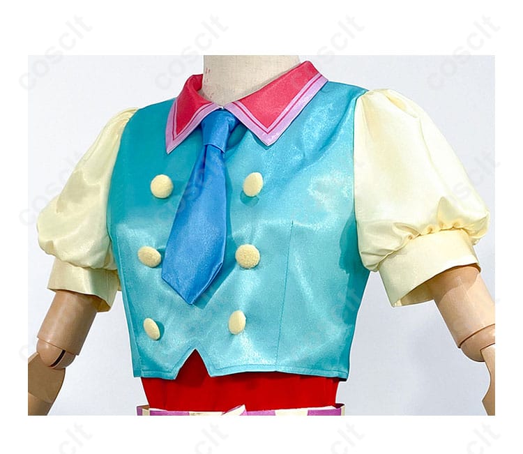 プリパラ 南みれぃ アイドル制服 コスプレ衣装の襟元・ネクタイ部分の細部アップ｜華やかなデザインが魅力