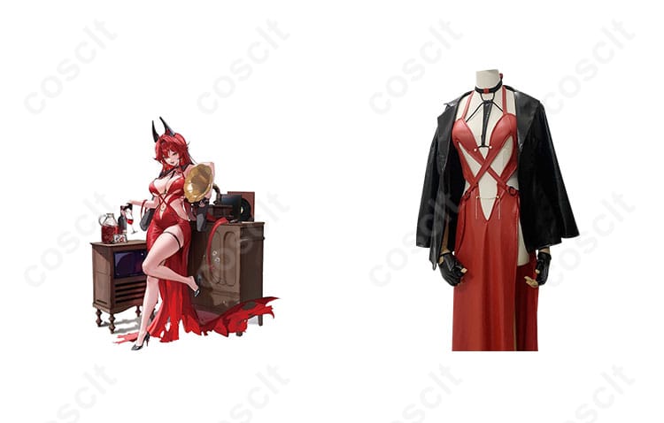 レッドフード コスプレ衣装 『ナンセンスレッド』 正面とキャラクターの融合イメージ。忠実に再現された衣装のデザインとディテールをチェック！