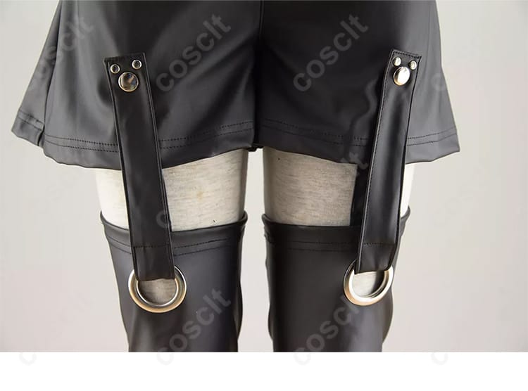 霧嶋董香コスプレ衣装の戦闘服、パンツの装飾細部。キャラクターらしい特徴的なディテール。