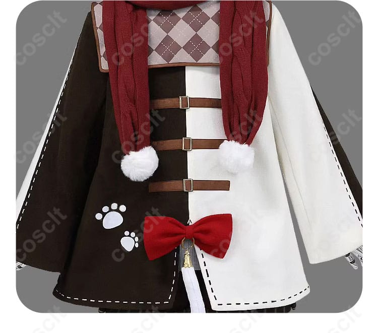 服装装飾のディテール画像 - Warming Cat冬服コスプレ衣装の装飾部分。コスプレ衣装の高品質な仕上がりを強調します。