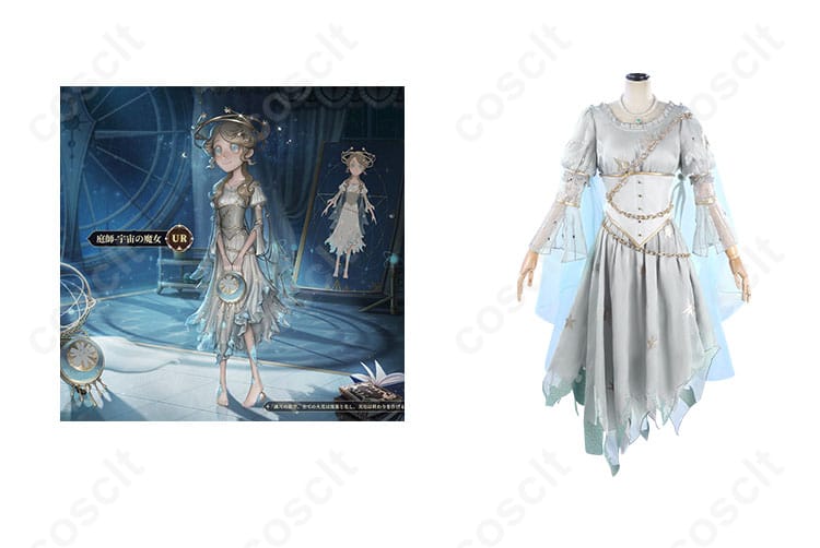 商品正面とキャラクター（エマ・ウッズ）を合わせたコスプレ衣装画像。高精度再現、イベントや撮影に最適。