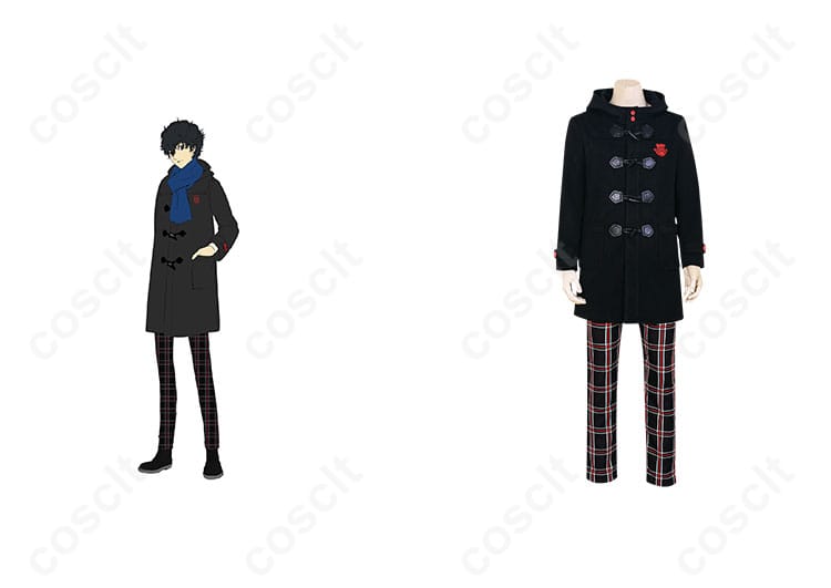 ペルソナ5 雨宮蓮の冬服コスプレ衣装の正面とキャラクター画像