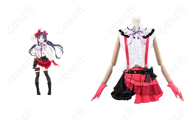 商品正面とキャラクターのイメージが融合した写真。東條希のコスプレ衣装を忠実に再現。
