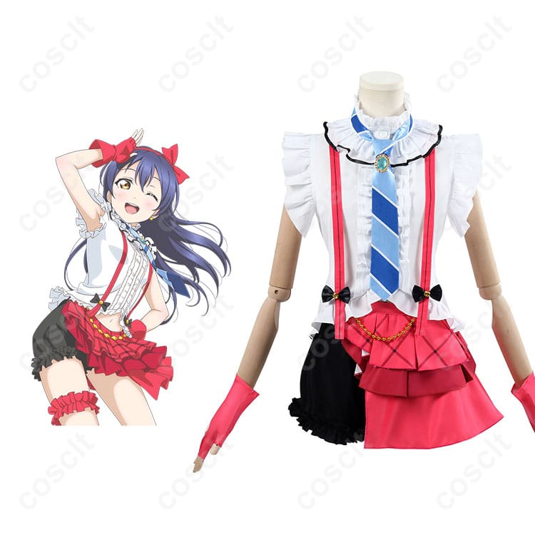 商品正面とキャラクターとの組み合わせ画像 - ラブライブ！スクフェス 園田海未のコスプレ衣装の正面とキャラクターのコラボレーション。高品質なデザインを確認！