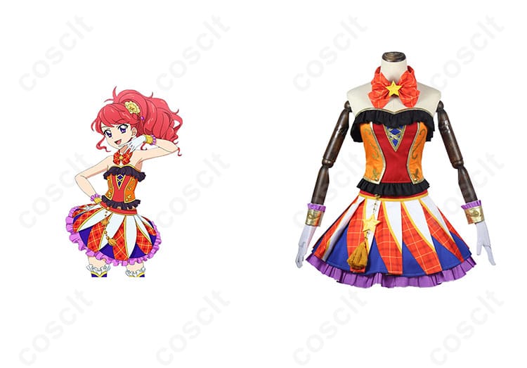商品正面と紅林珠璃のキャラクターイメージのコスプレ衣装｜アイカツ！｜忠実再現