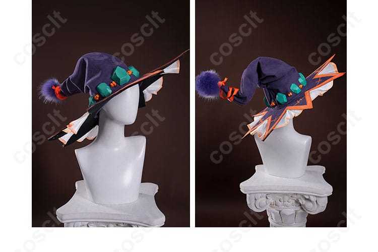 鏡野七罪 コスプレ衣装 帽子のディテール、キャラクターのアイコニックなデザイン。