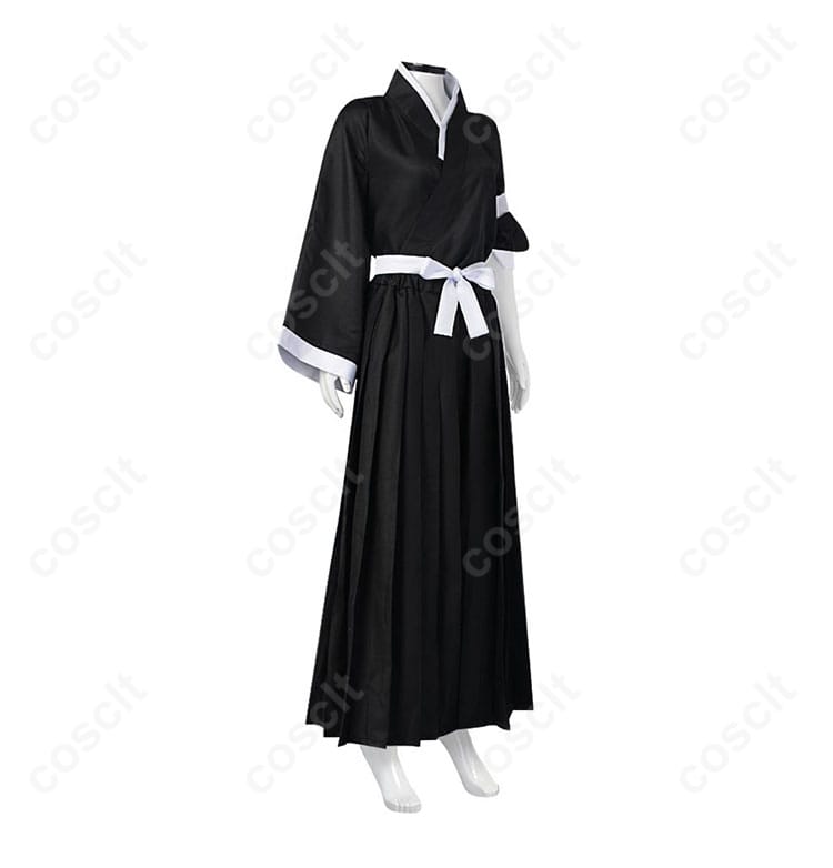 商品右側図 - 朽木ルキアの死覇装コスプレ衣装の右側面。精緻な衣装のディテールが見られます。