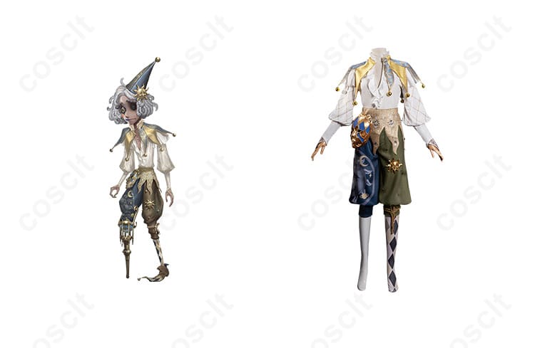 商品正面とキャラクターのコラボレーション画像。ジョーカー（泣きピエロ）のコスプレ衣装の全体的なイメージをお楽しみください。