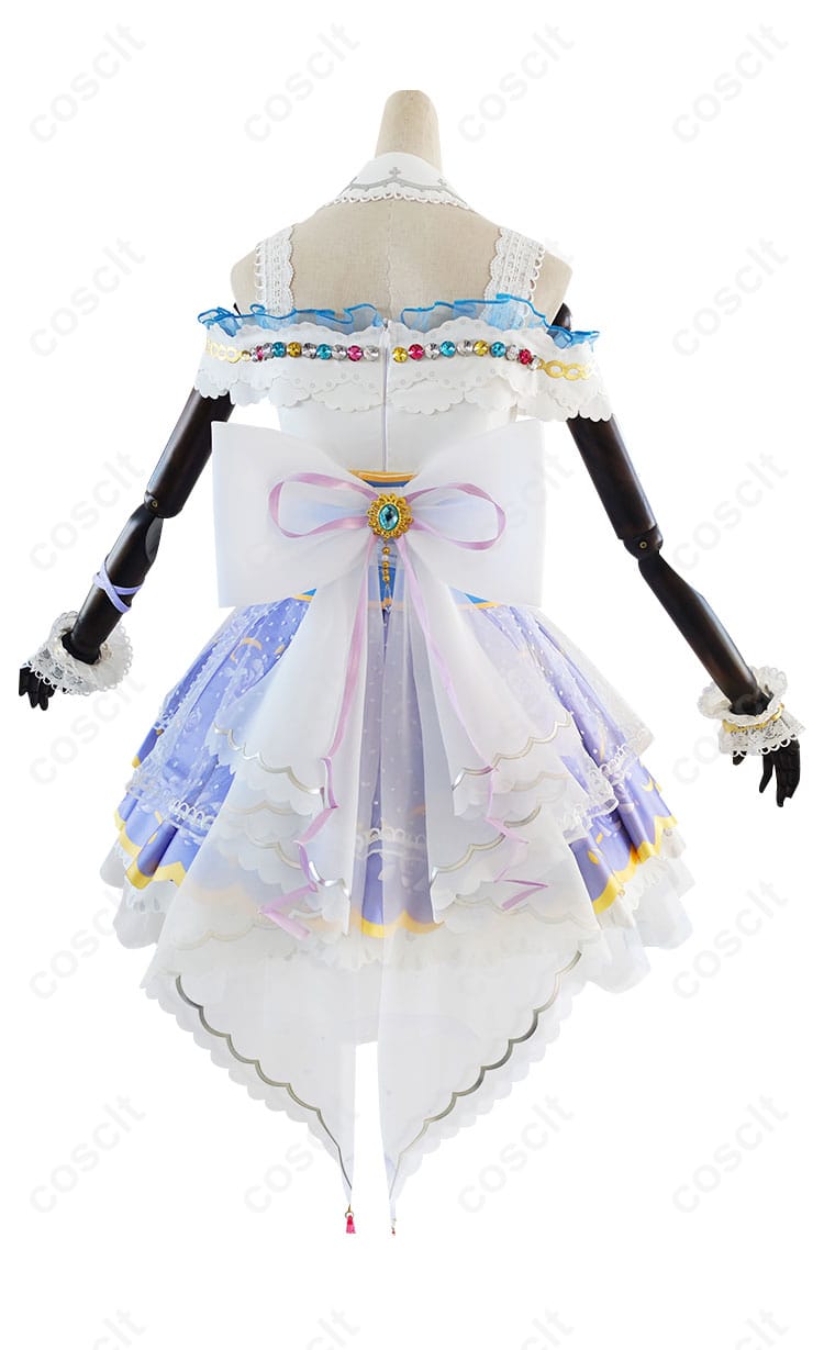 南ことり コスプレ衣装 ロイヤルプリンセス編 商品の背面画像。背部の蝶結びやデザインが魅力。