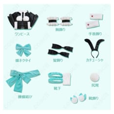 初音ミクシリーズ（ミク） 初音ミク バニー衣装 コスプレ衣装 ワンピース＆アクセサリーセット（高再現度・快適素材） - 5枚目の画像（サムネイル）