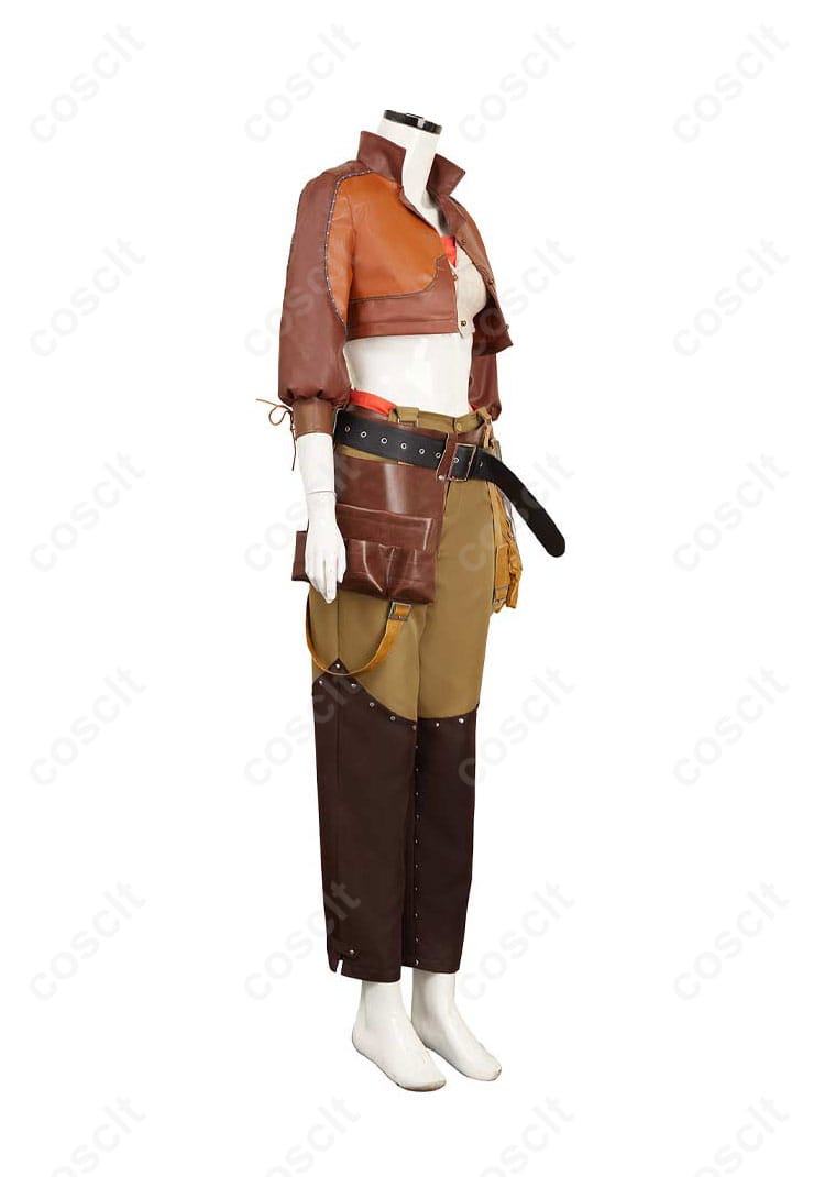 ジェマのコスプレ衣装の右側、装飾とディテールが美しく再現されています。