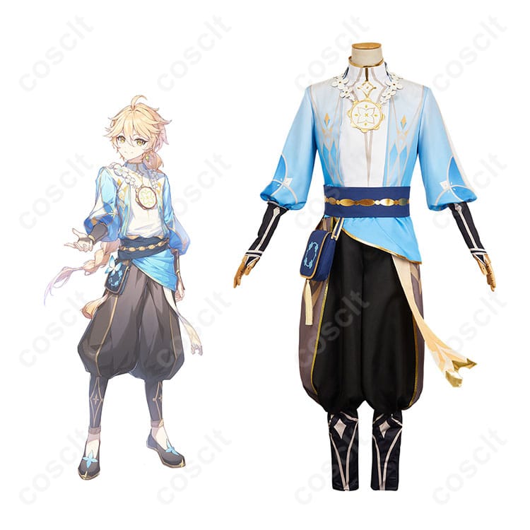 原神 空（Aether） コスプレ衣装 花の騎士 役柄と商品が組み合わせられた写真。キャラクターの詳細をリアルに再現。