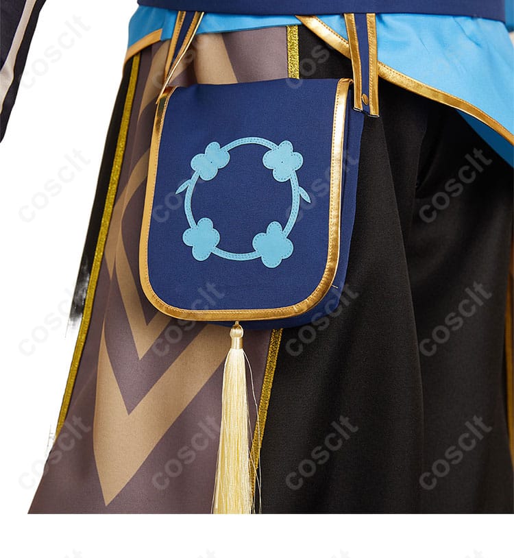 原神 空（Aether） コスプレ衣装 花の騎士 腰包装饰细节图。アクセサリーとディテールがリアルに再現されています。