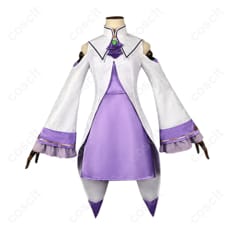 Re:ゼロから始める異世界生活 エミリア コスプレ衣装 ワンピース＆エルフ耳セット（忠実再現、快適な着心地）