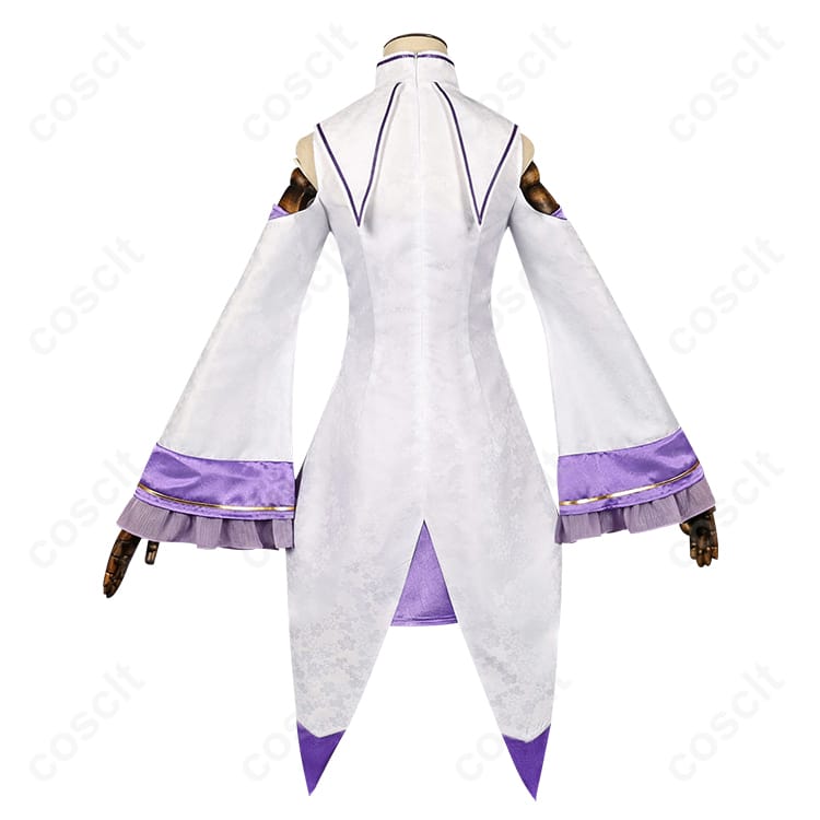 Re:ゼロから始める異世界生活 エミリア コスプレ衣装 ワンピース＆エルフ耳セット（忠実再現、快適な着心地） - 3枚目の画像