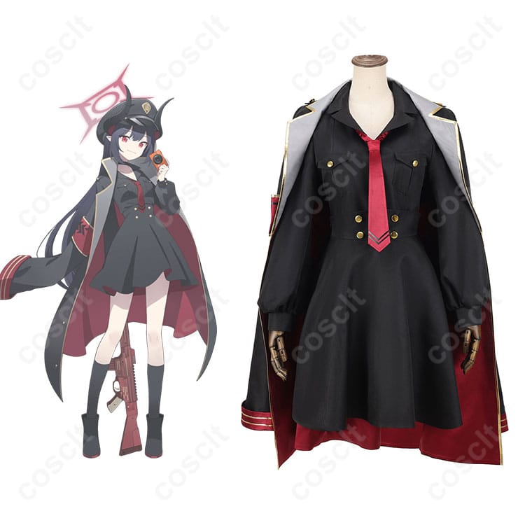 ブルーアーカイブ 元宮チアキ コスプレ衣装 正面とキャラクターの組み合わせ。キャラクターの特徴を忠実に再現したコスプレ衣装。