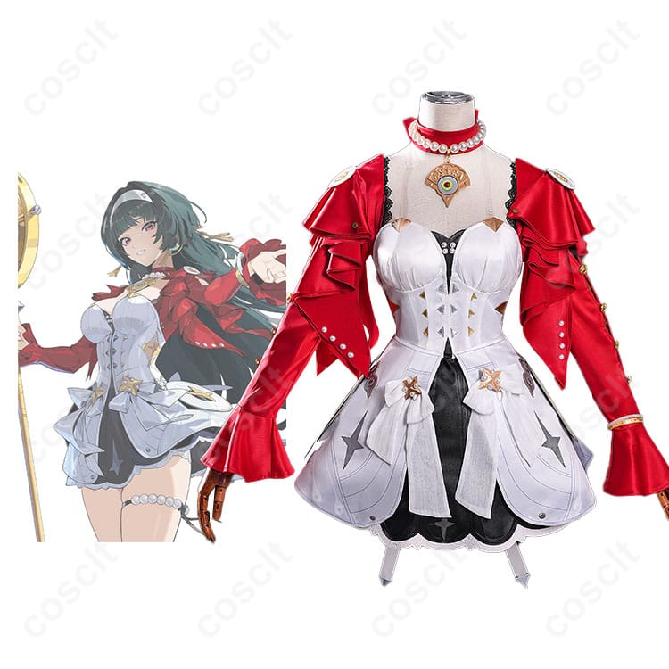 ゼンレスゾーンゼロ アストラ・ヤオ コスプレ衣装 正面とキャラクターのコラボ画像。高品質な衣装のディテールが見事に再現。