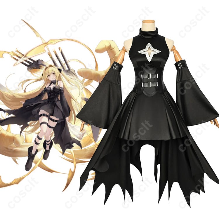 商品正面とキャラクターの組み合わせ画像 - アズールレーン × To LOVEる コスプレ衣装 金色の闇 SSR戦艦バージョン。キャラクターとの完璧な融合を表現。