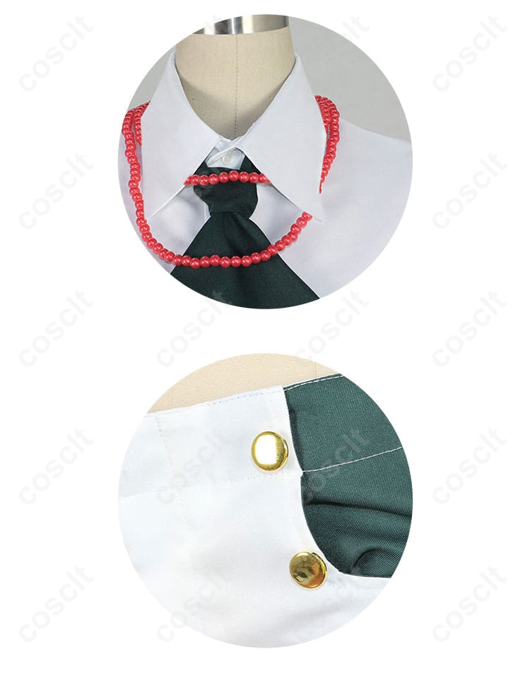 Rche（傲慢ちゃん）コスプレ衣装 颈饰装饰与裤头细节、衣装の美しいアクセントが一目でわかる。