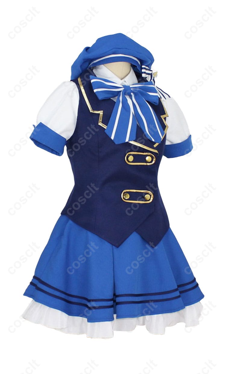 商品右側写真 - メイド服コスプレ衣装の右側からのショット、スカートとベストの細部まで再現されたデザインが魅力的。