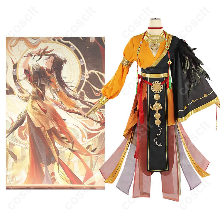 無期迷途 ヤオ コスプレ衣装 燃える神舞 商品正面とキャラクター人物の結合図。高還元度のデザイン、細部まで忠実に再現。今すぐチェック！