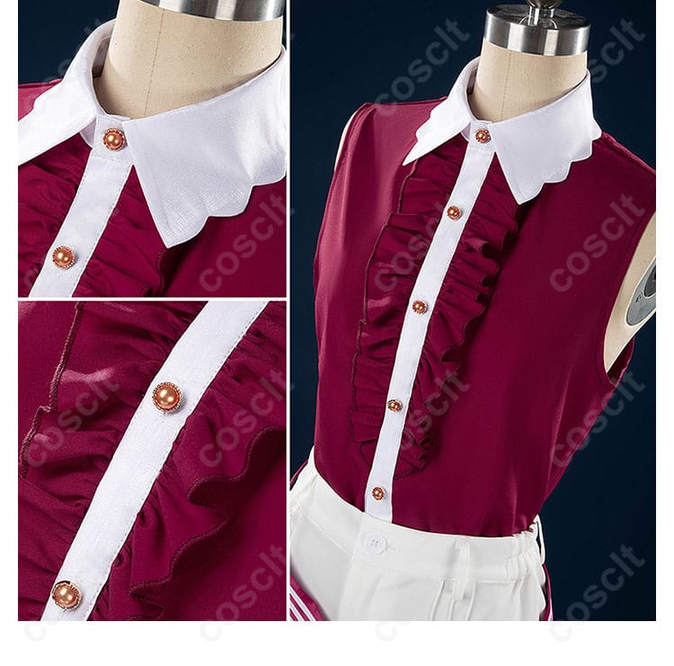 内搭服装領口・門襟装飾細部画像 - 内側の服の襟元と門襟の装飾、細部まで美しいデザイン。