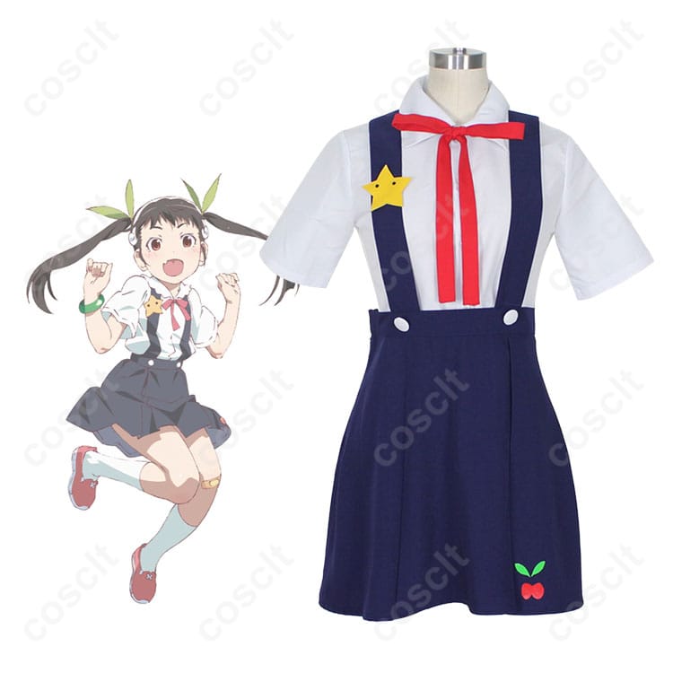 商品正面とキャラクターの組み合わせ画像 - 八九寺真宵のコスプレ衣装、忠実再現されたデザインをチェック！