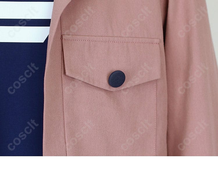 ポケモンレジェンズ ガイ コスプレ衣装のボタン装飾。精緻なディテールと耐久性。
