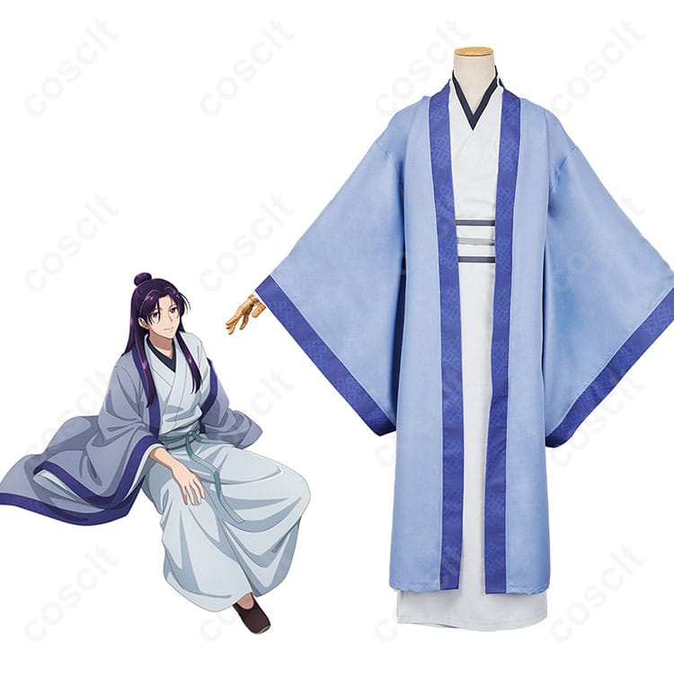 商品服装とキャラクターの結びつきを示した画像。壬氏（ジンシ）の狩り版コスプレ衣装を忠実に再現。