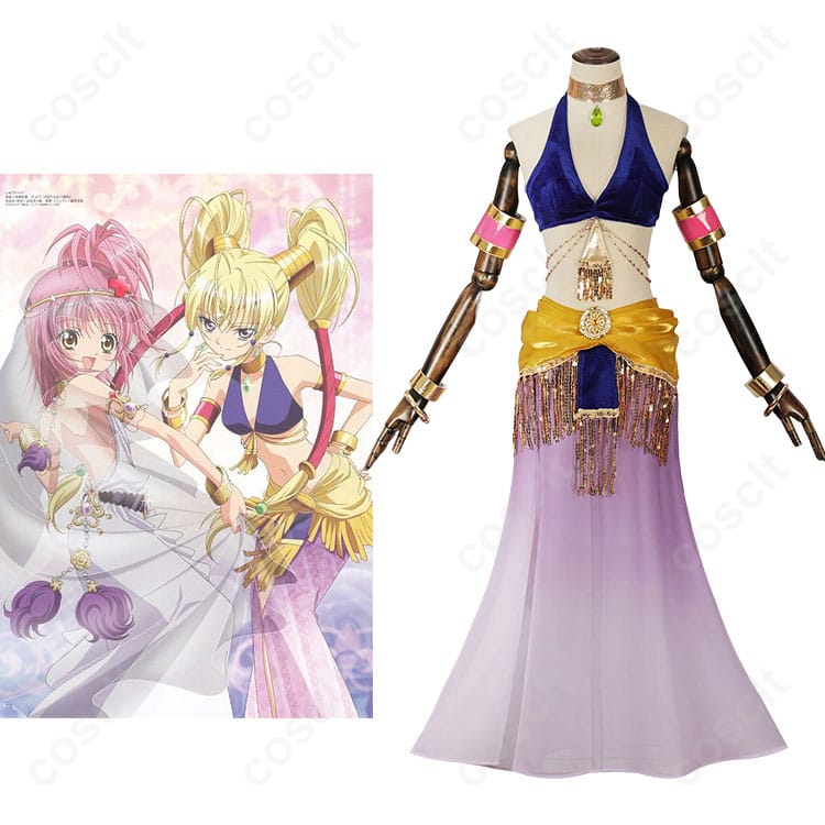 商品服装とキャラクター「ほしな歌唄」のコスプレ衣装の全体像。アニメ「しゅごキャラ！」のキャラクター再現。