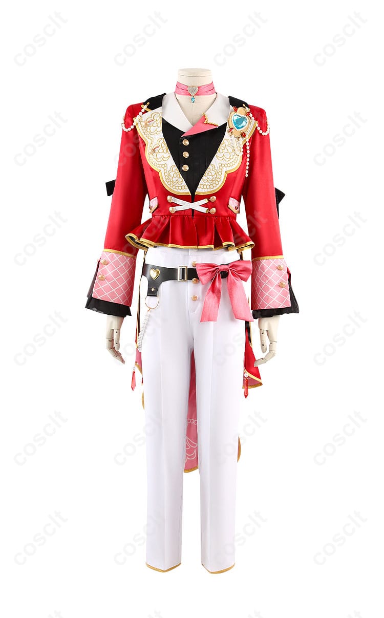 商品正面画像：あんさんぶるスターズ！！の朱桜司コスプレ衣装の正面図。ディテールまで細部を再現した高品質なデザイン。