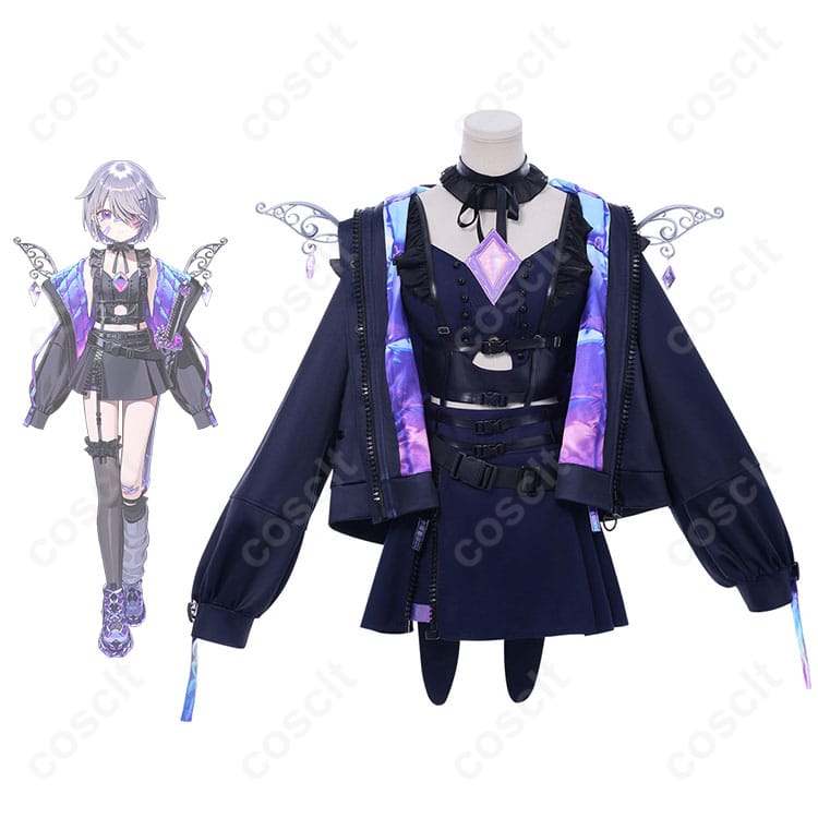 ホロライブ 古石ビジューのコスプレ衣装とキャラクターのコスプレシーン