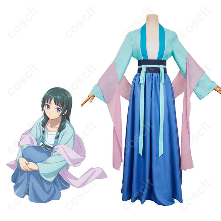 薬屋のひとりごと 第2期 猫猫（マオマオ）コスプレ衣装とキャラクターの結びつきを示す画像。高再現度で忠実に再現された衣装。