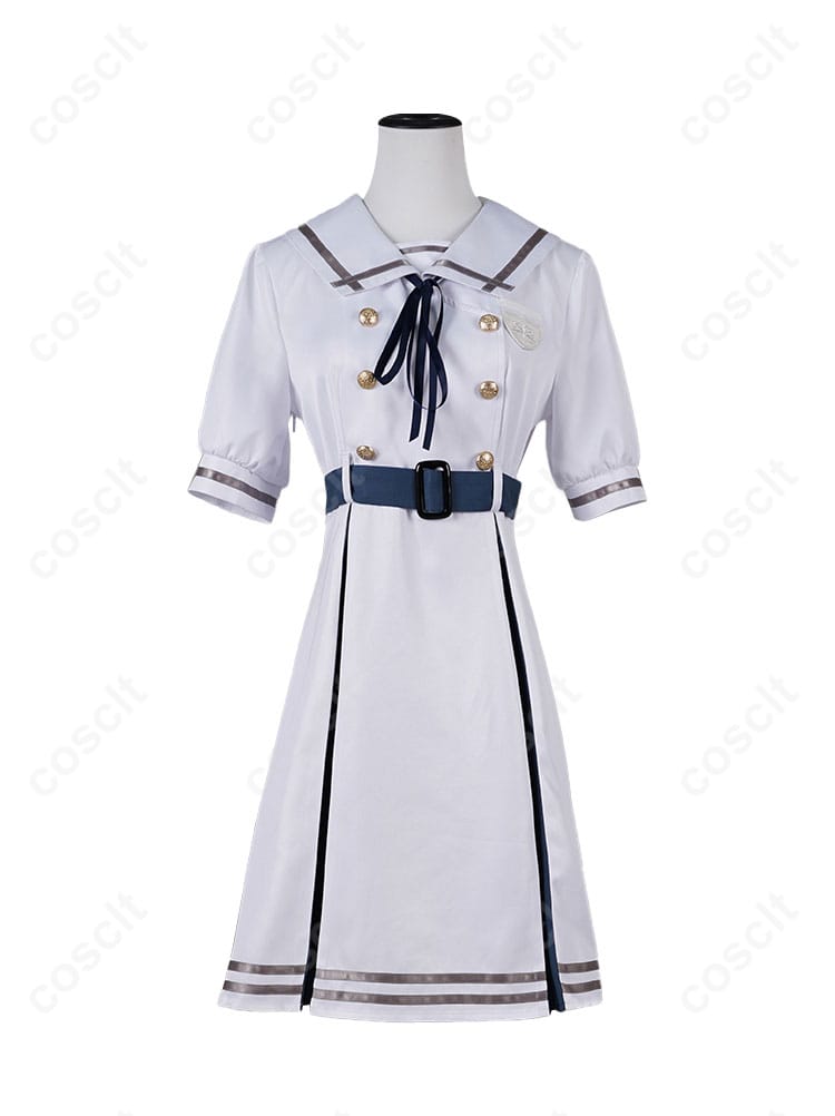 バンドリ！ 若葉睦 コスプレ衣装 月ノ森女子学園 夏服の正面画像。衣装のデザインとディテールがしっかり見える。