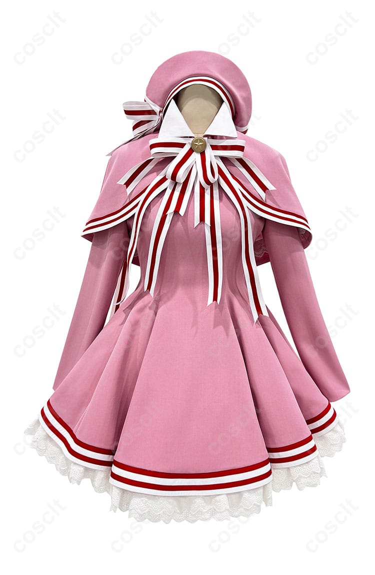 商品正面図。木之本桜のコスプレ衣装の前面ディテールがよくわかる画像。クリアカード編のバトルコスチューム。
