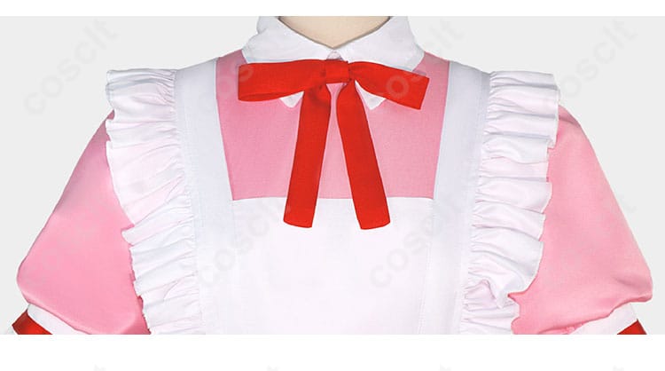 服装リボン装飾細部。鹿目まどかのメイド服コスプレ衣装のリボンの美しいディテール。