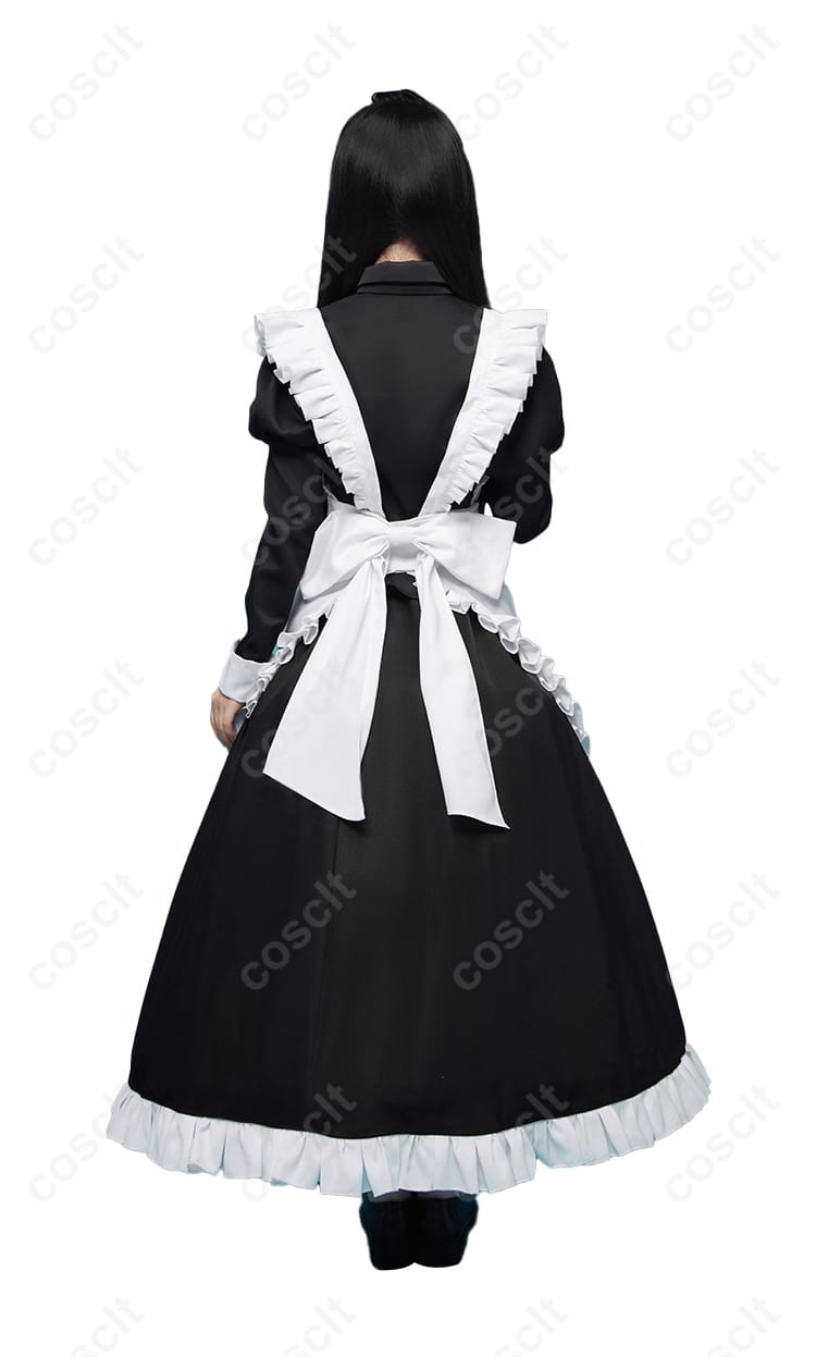 古見硝子 メイド服 コスプレ衣装 背面の蝶結び装飾。キャラクターの特徴を忠実に再現。